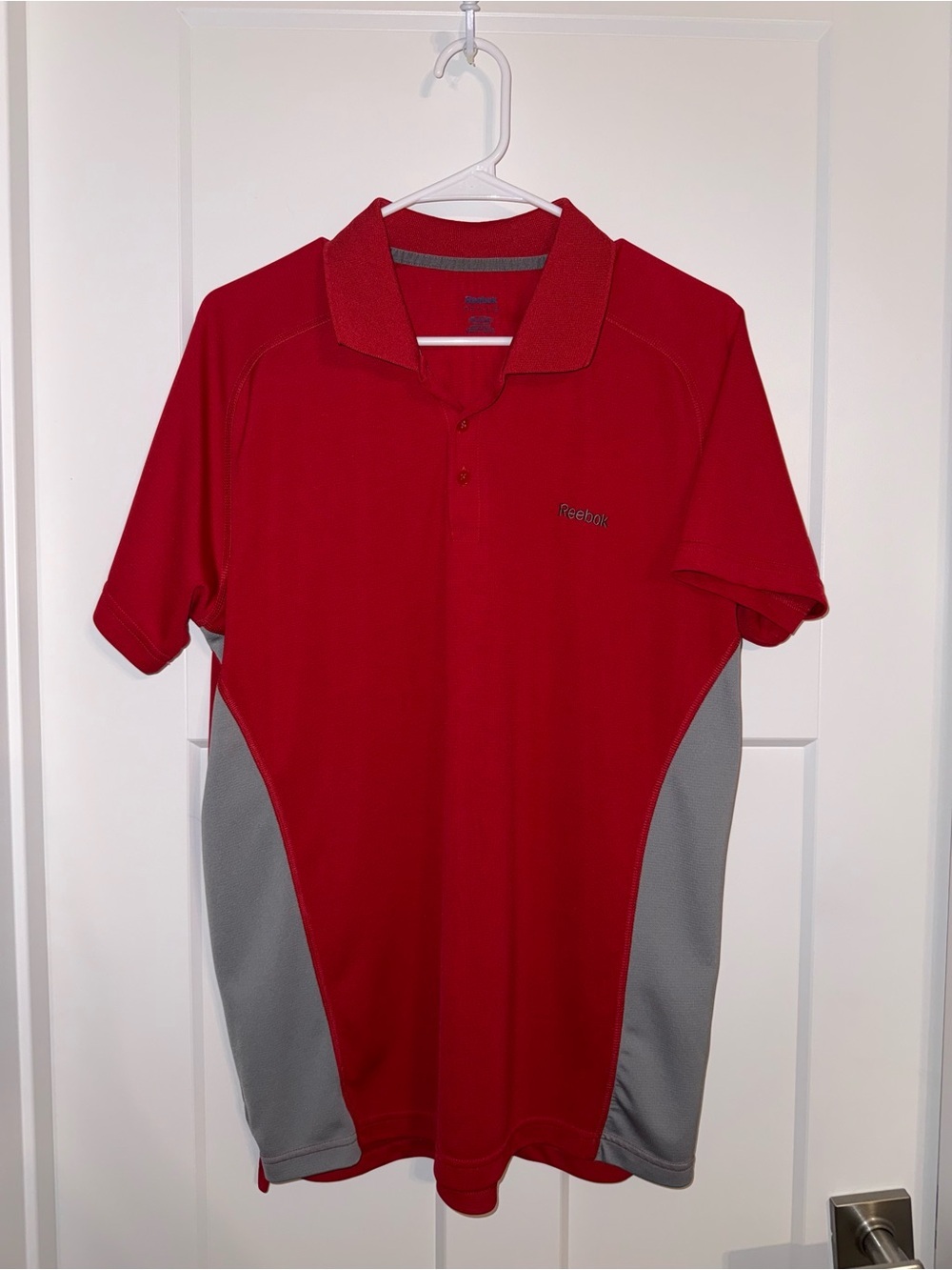 Reebok Men's Red Polo with Gray Side Panels